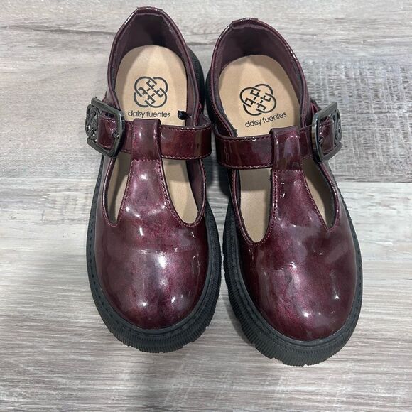 Bundle Black Combat Boots and Burgundy Mary Jane Shoes Girls Size 12-13 - Picture 2 of 11